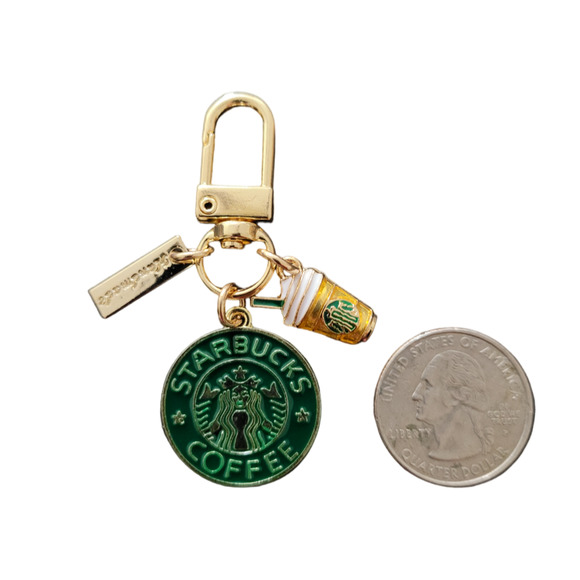 Mermaid Goddess Petite-Sized Gold Keychain For Coffee Lovers, Frappe Keychain - Picture 2 of 5